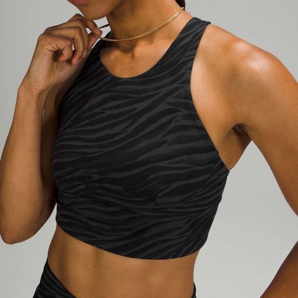 Lululemon Wunder Train Long Line Bra Medium Support Size 4 Le Tigre Camo Coal - Picture 2 of 7